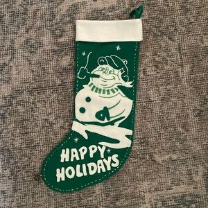 Vintage Snowman Christmas Stocking Seasons of Cannon Falls Green White